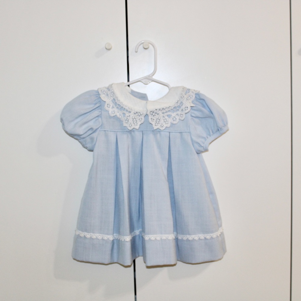 Vintage Blue Dress with Lace Detail